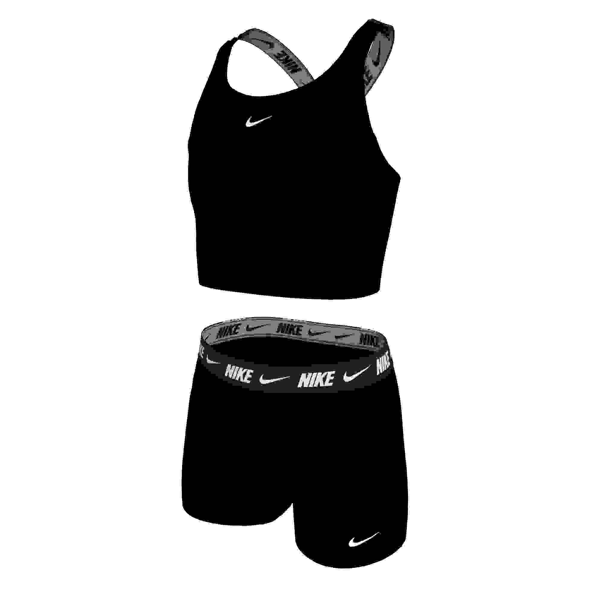 Nike Swim Logo Tape Crossback Big Girls' Midkini and Short Swimsuit Set